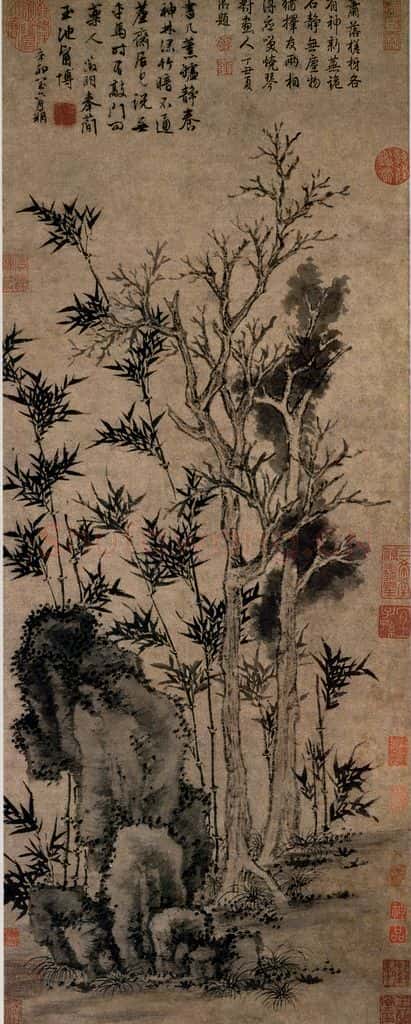 1531年 文征明《双柯石竹图》书画作品