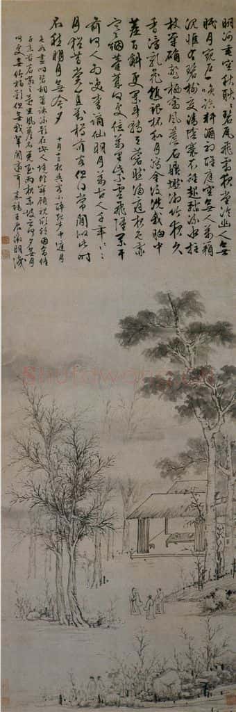 1532年 文征明《中庭步月图》书画作品