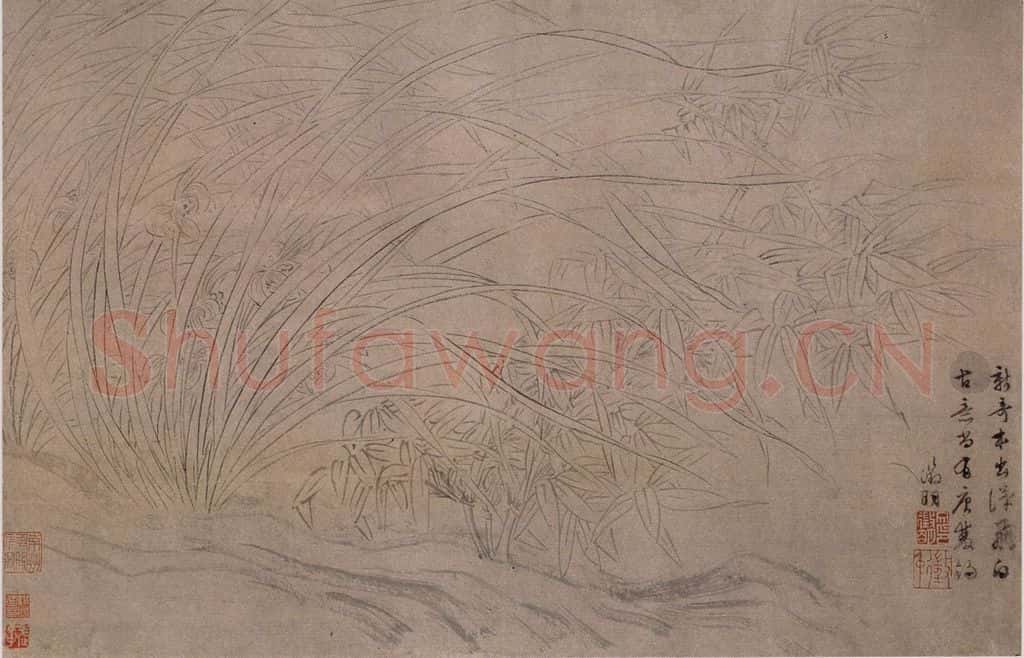 1536年 文征明《兰竹石图》书画作品