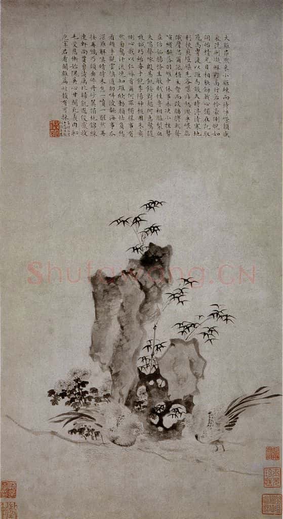 不明 文征明《斗鸡图》书画作品