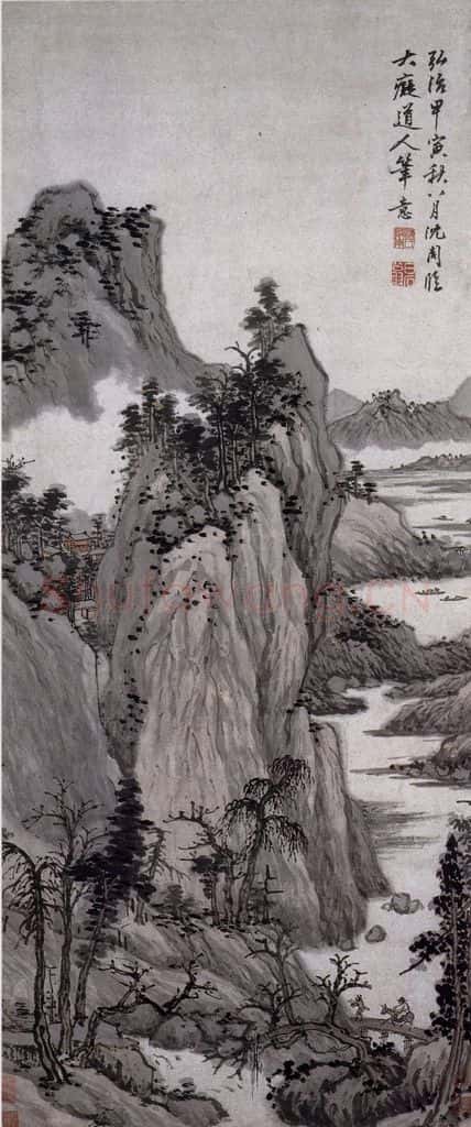 1494年 沈周《仿大痴山水图》书画作品