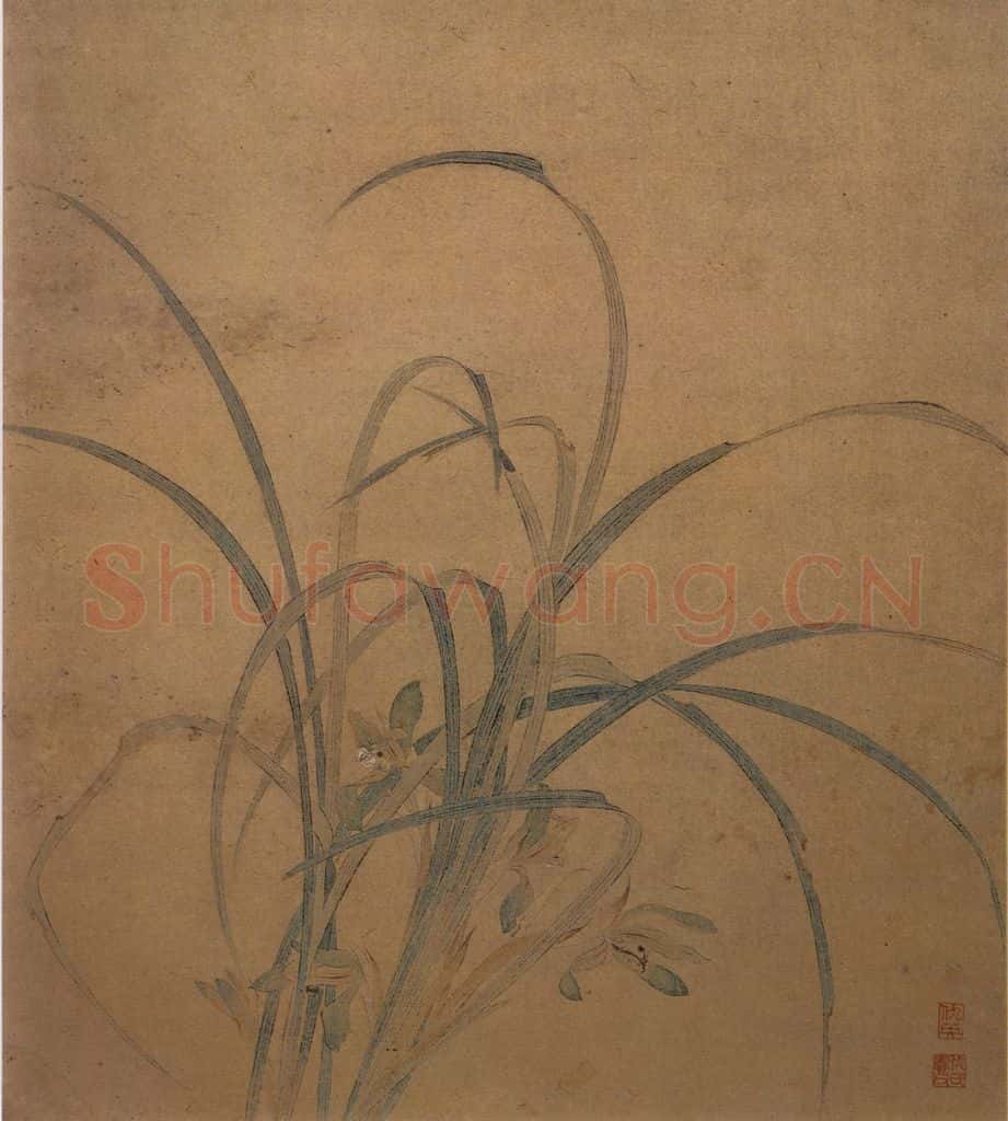 不明 仇英《双勾兰花图》书画作品