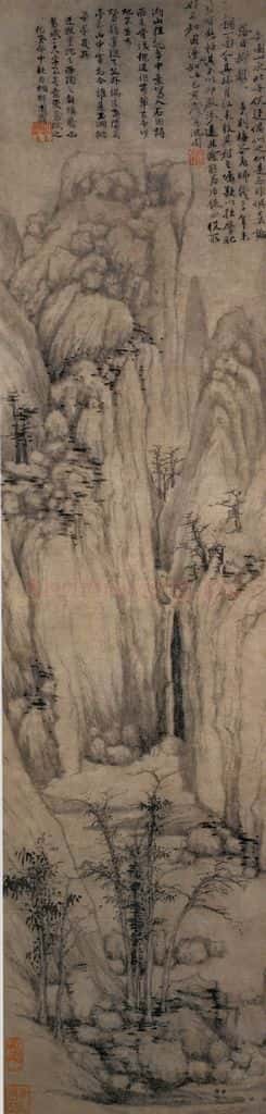 1479年 沈周《仿云林山水图》书画作品