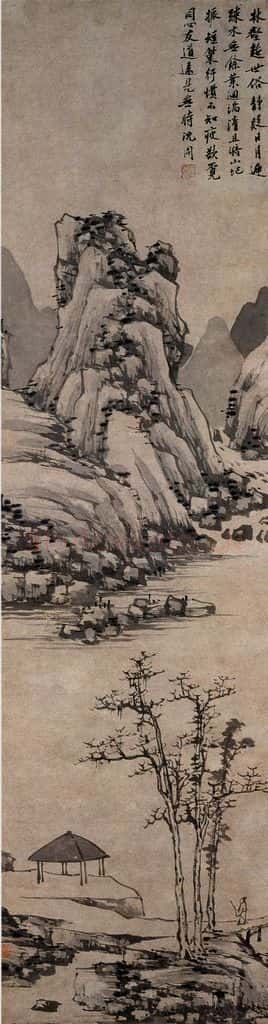 不明 沈周《策杖行吟图》书画作品
