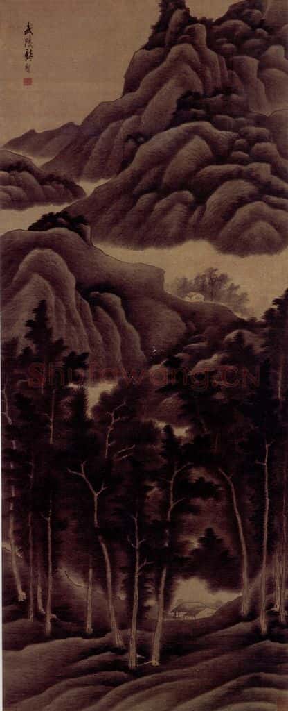 明末 龚贤《夏山过雨图》书画作品