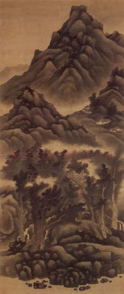 明末 龚贤《溪山烟树图》书画作品