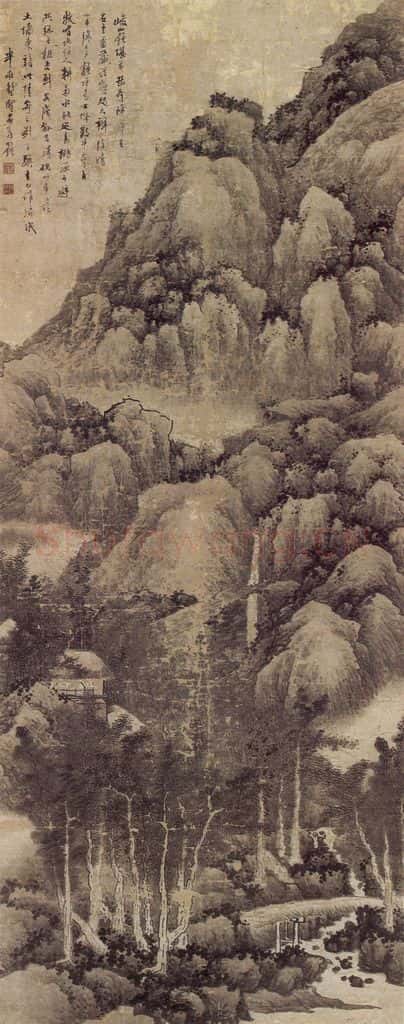明末 龚贤《峻岭万木图》书画作品
