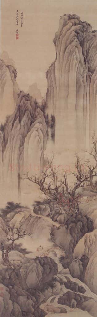 1668 樊圻《秋山听瀑图》书画作品