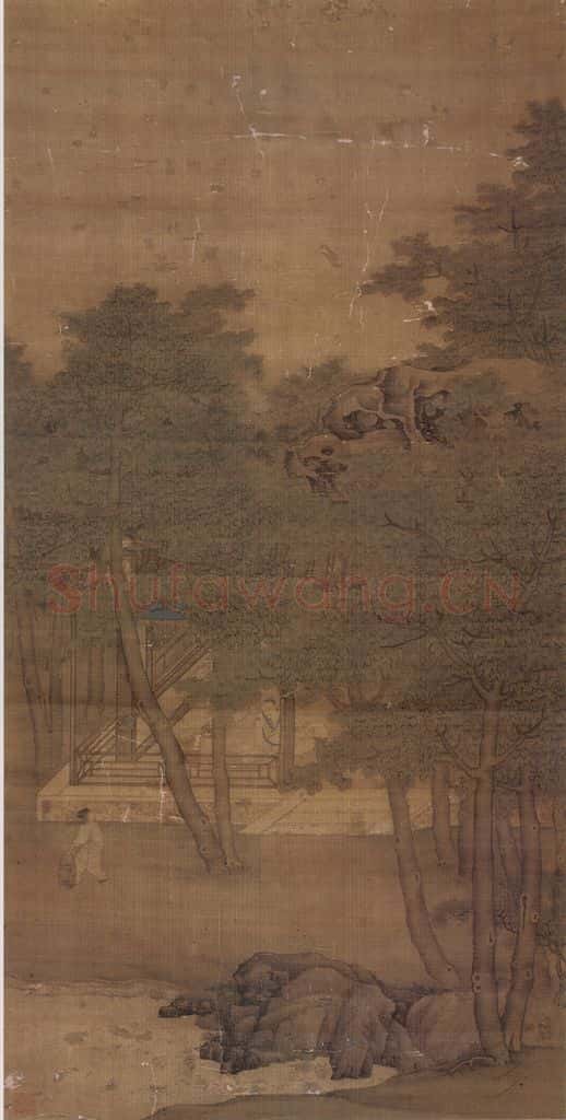 明末清初 樊圻《洗桐图》书画作品