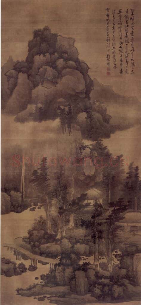 明末 龚贤《翠嶂飞泉图》书画作品