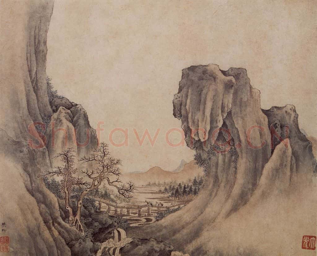 明末清初 樊圻《山水册》书画作品