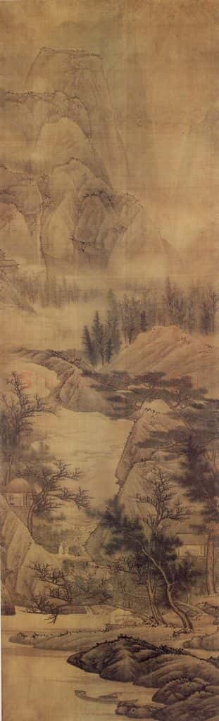 明末清初 高岑《水阁渔舟图》书画作品