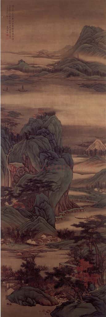 明末清初 高岑《青绿山水》书画作品