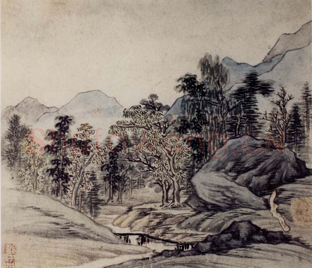 明末清初 邹喆《山水册》书画作品