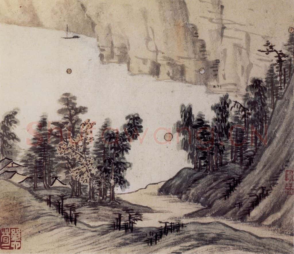 明末清初 邹喆《山水册》书画作品