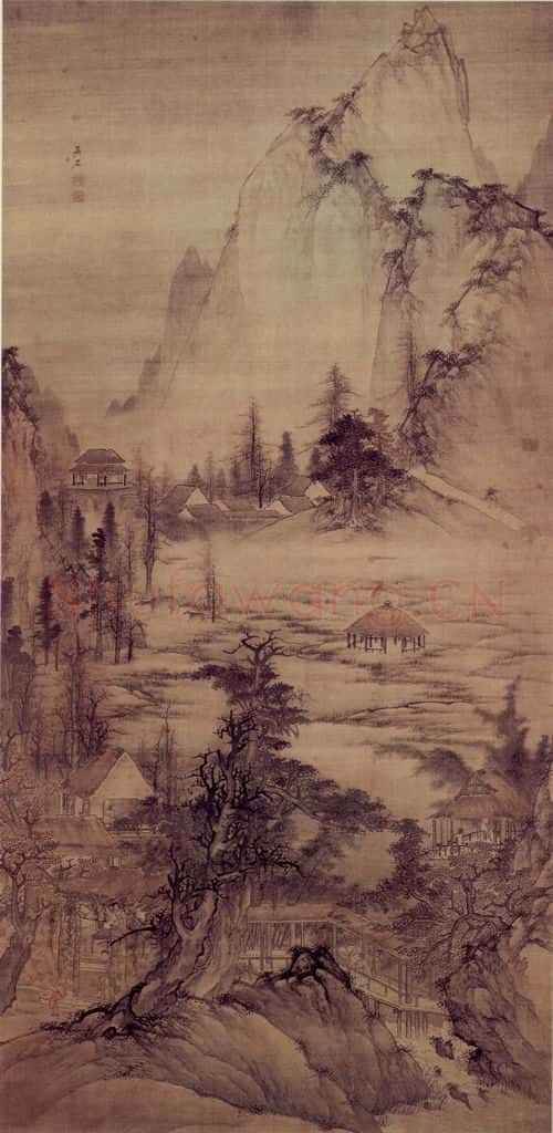明末清初 吴宏《负郭村居图》书画作品