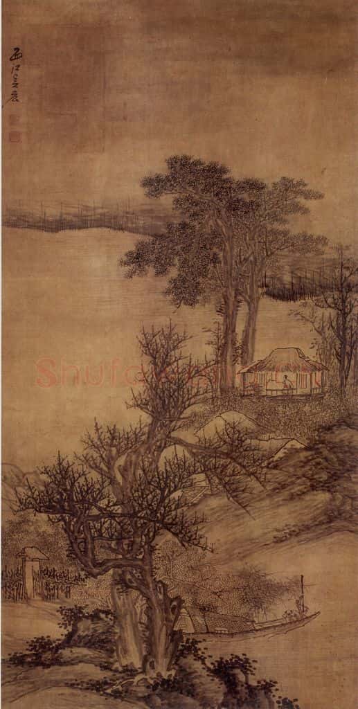 明末清初 吴宏《秋江闲眺图》书画作品
