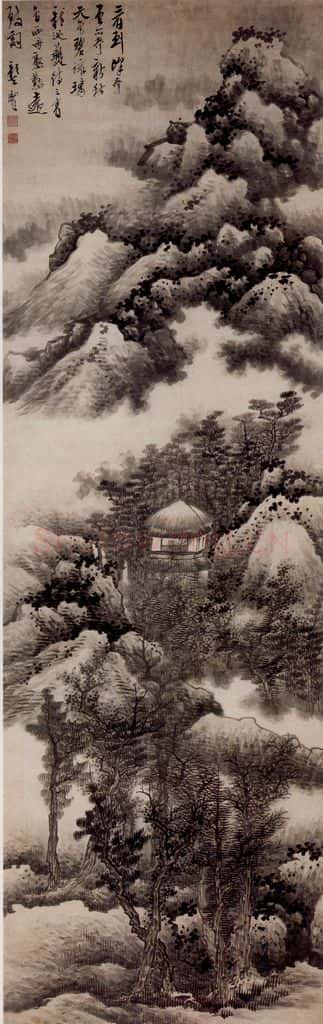 明末 龚贤《奇峰秋云图》书画作品