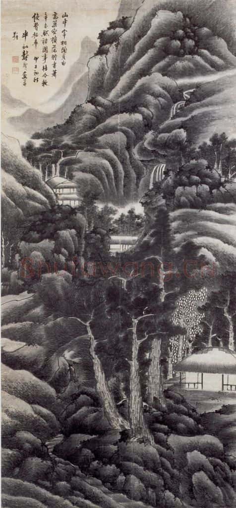 1684 龚贤《松林书屋图》书画作品