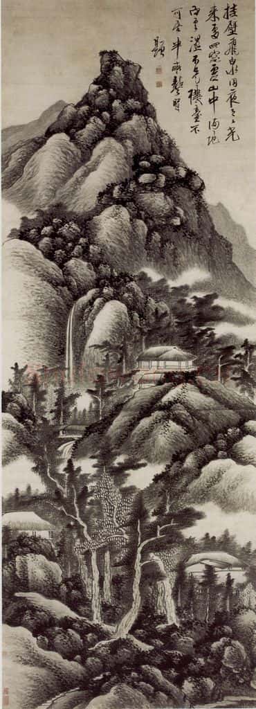 明末 龚贤《挂壁飞泉图》书画作品