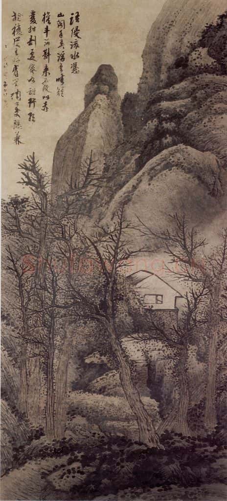明末 龚贤《山阁浮云图》书画作品