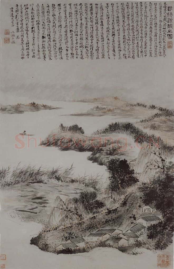 清 原济《淮阳洁秋图轴》书画作品