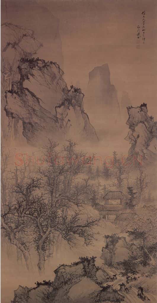 清 武丹《秋山林屋图轴》书画作品