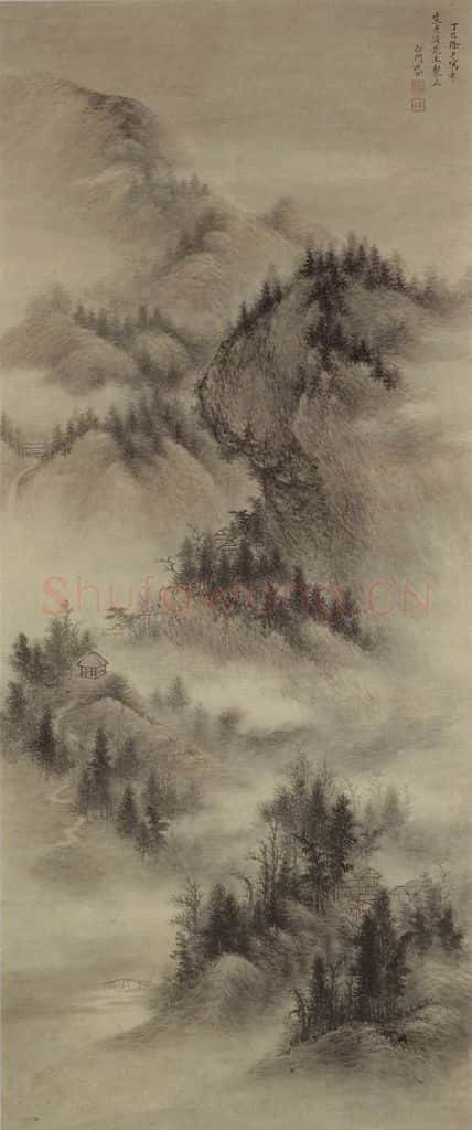 清 武丹《林峦烟海图轴》书画作品