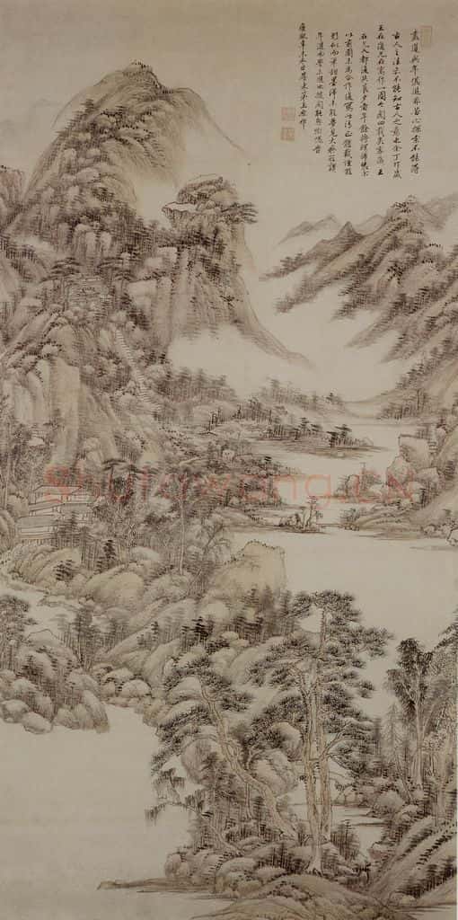 清 王原祁《仿大痴山水图轴》书画作品