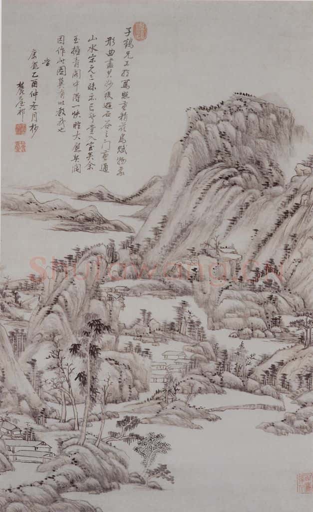 清 王原祁《为杨晋画山水轴》书画作品