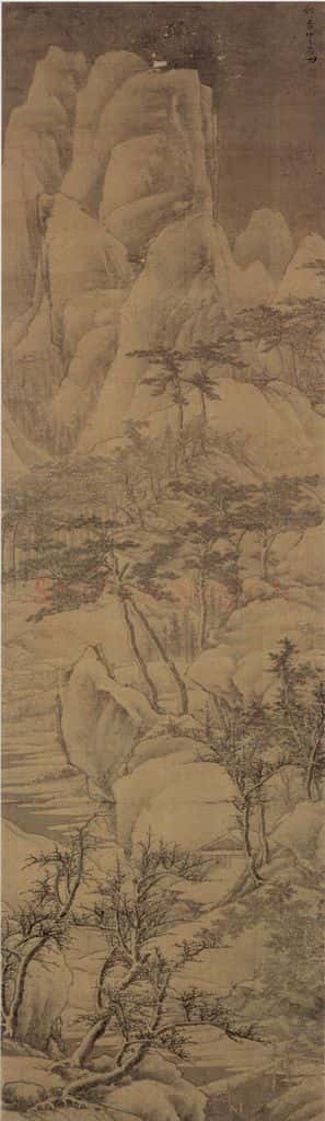 清 邹坤《溪山雪霁图轴》书画作品