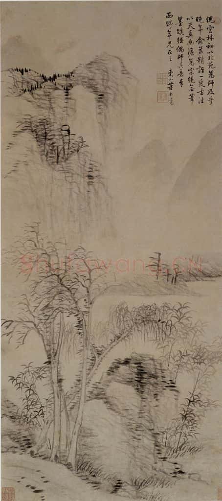 清 董邦达《竹溪秋树图轴》书画作品