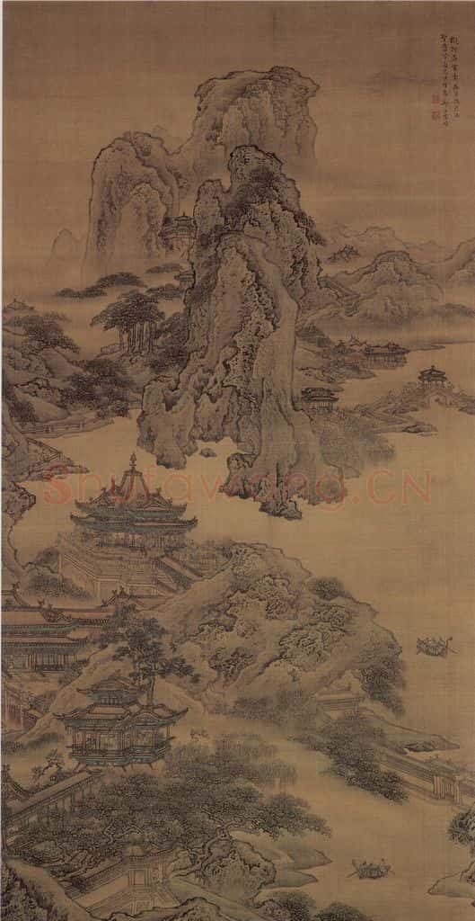 清 袁耀《阿房宫图轴》书画作品