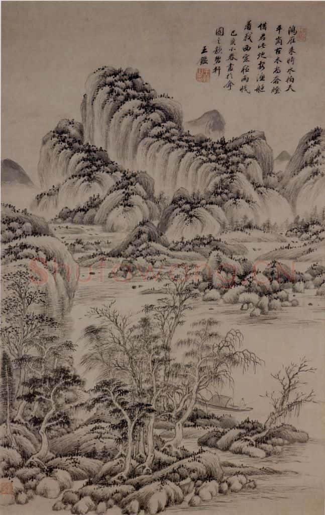 清 王鉴《杨铁厓诗意图轴》书画作品