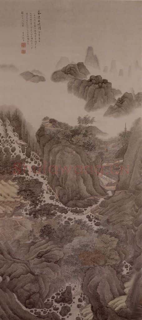 清 张崟《春流出峡图轴》书画作品