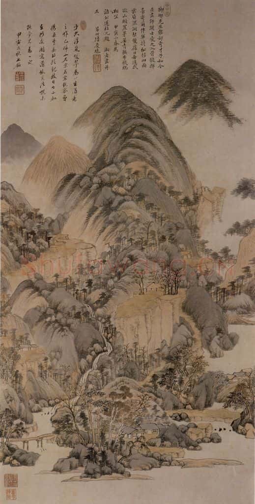 清 王鉴《浮岚暖翠图轴》书画作品