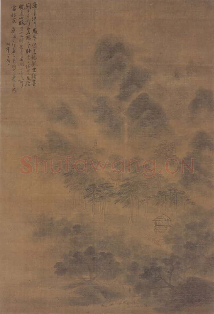 清 胡玉昆《开先寺看云图轴》书画作品