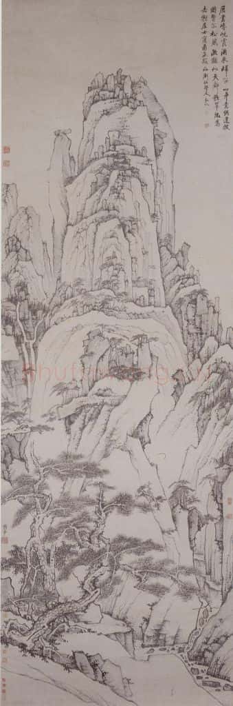 清 弘仁《天都峰图轴》书画作品