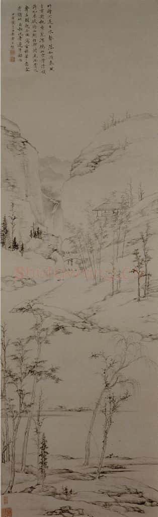 清 查士标《竹暗泉声图轴》书画作品