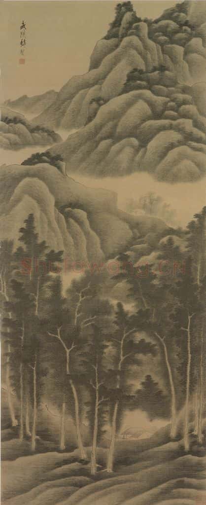 清 龚贤《夏山过雨图轴》书画作品
