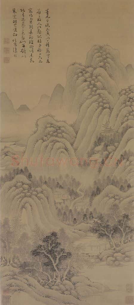 清 徐枋《仿黄子久山水图轴》书画作品