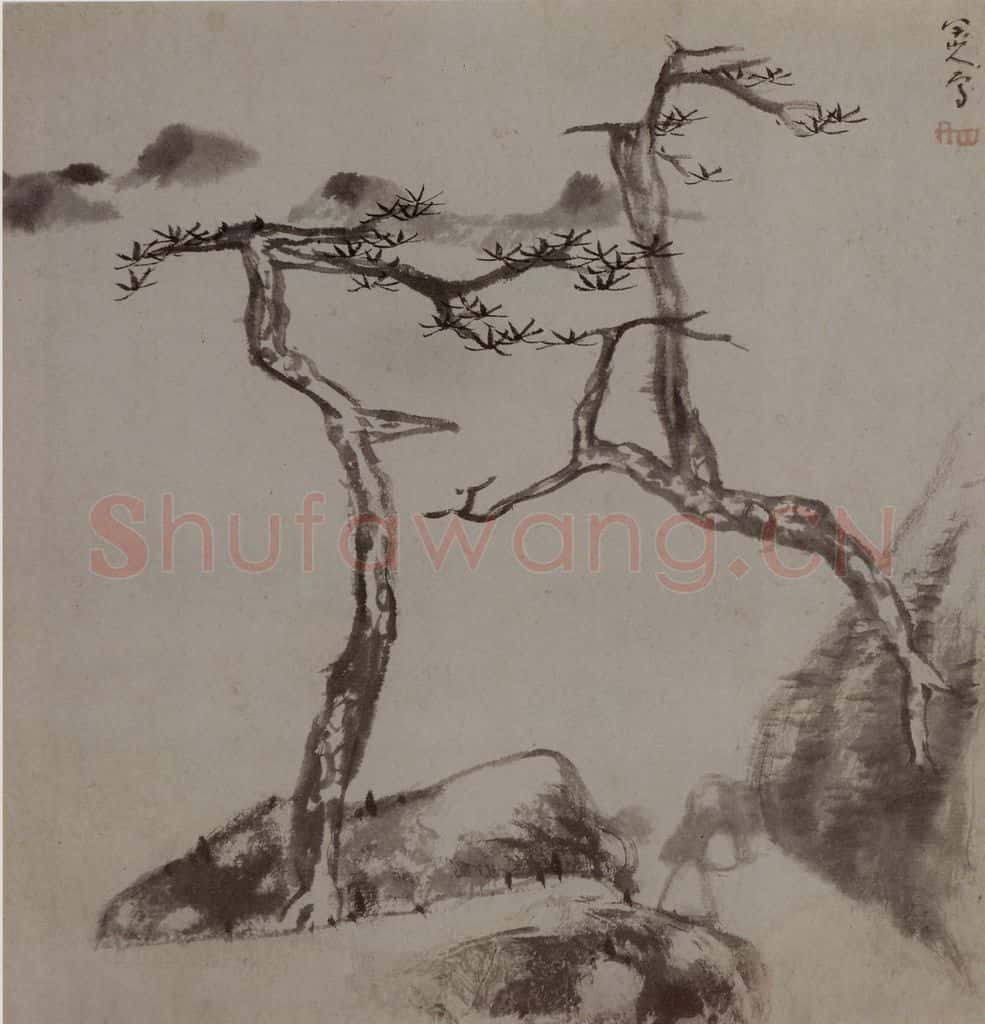 清 朱耷《山水花果图册》书画作品