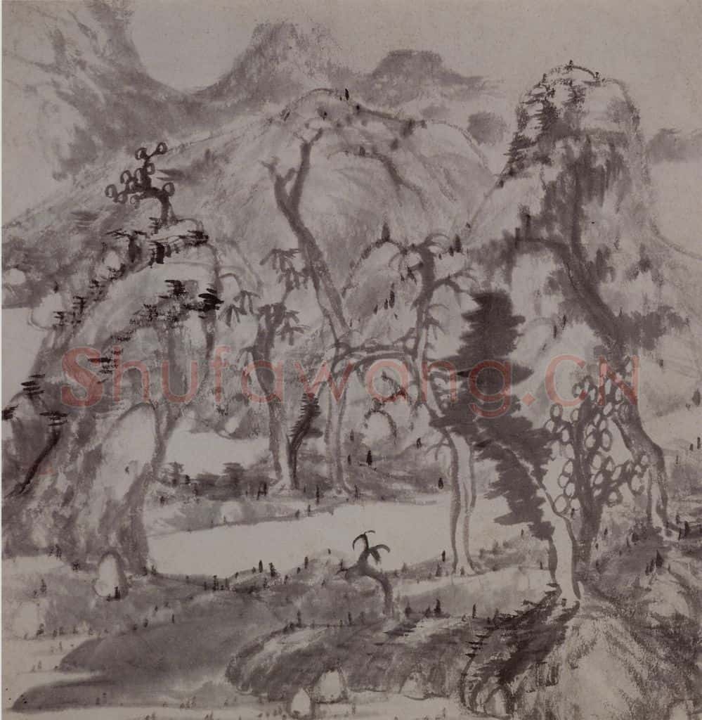 清 朱耷《山水花果图册》书画作品