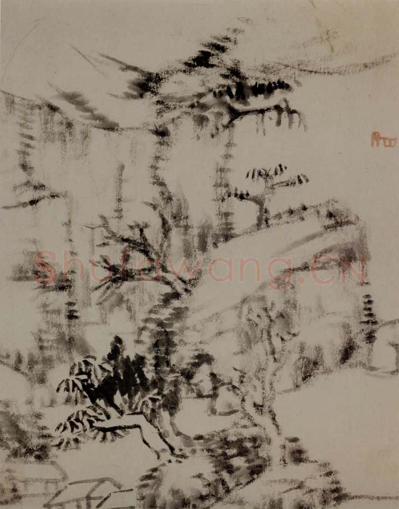 清 朱耷《山水册》书画作品