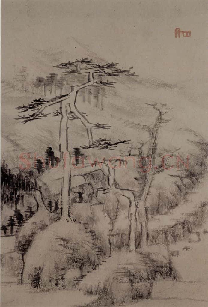 清 朱耷《山水册》书画作品