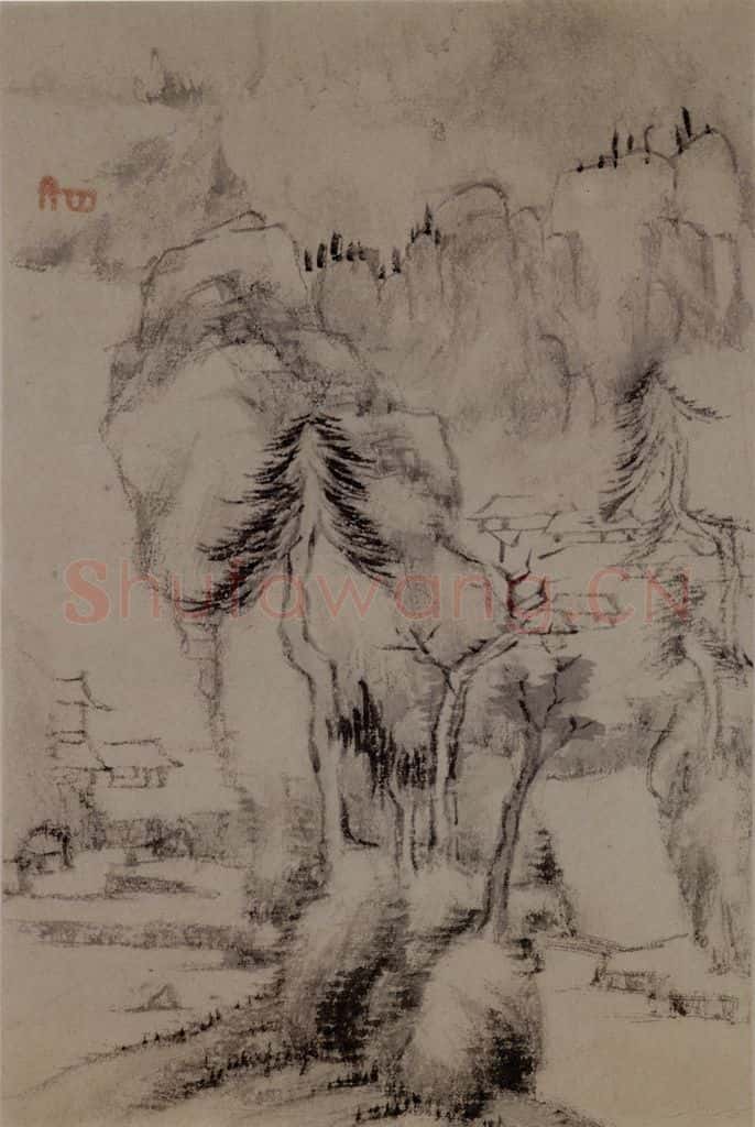 清 朱耷《山水册》书画作品