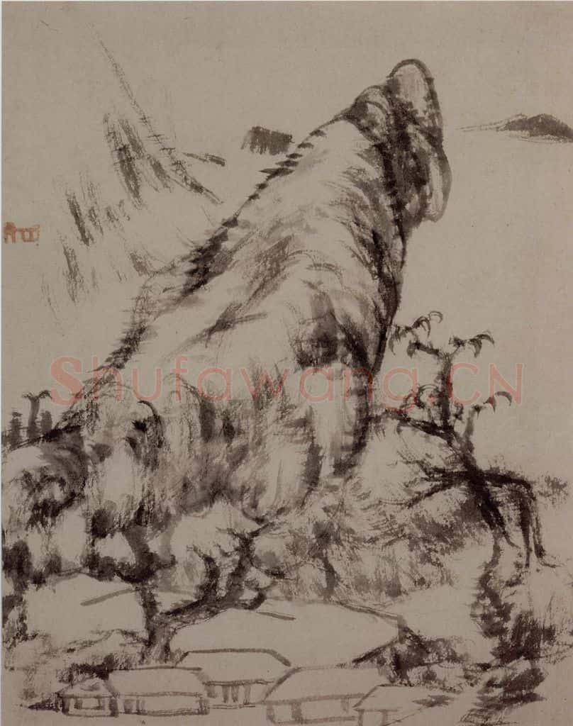 清 朱耷《山水册》书画作品