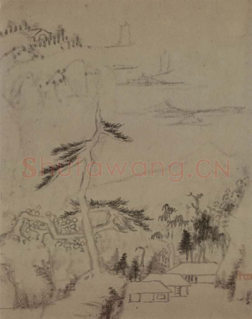 清 朱耷《山水册》书画作品