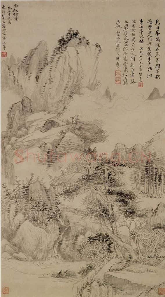 清 王翚《云壑松涛图轴》书画作品
