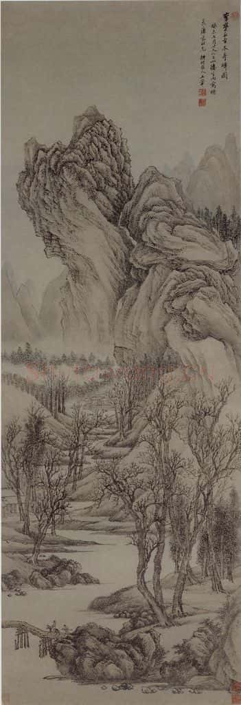 清 王翚《古木奇峰图轴》书画作品